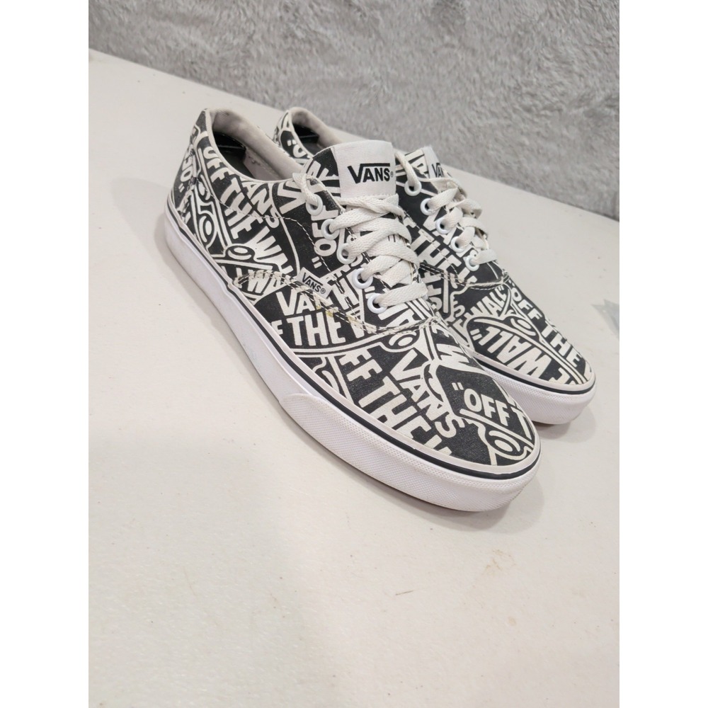 Vans Doheny OTW Repeat Black White Spell Out Sneakers Mens 8.5 Low Top Lace Up